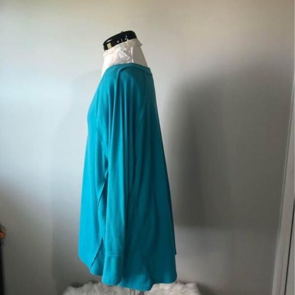 2X Blouse comfy Wild Fox Long Sleeve Blue Blouse 27” pit to pit C7231 - Picture 3 of 6